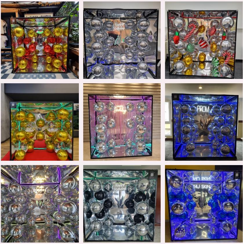 Cabina de fotos espejada real en evento